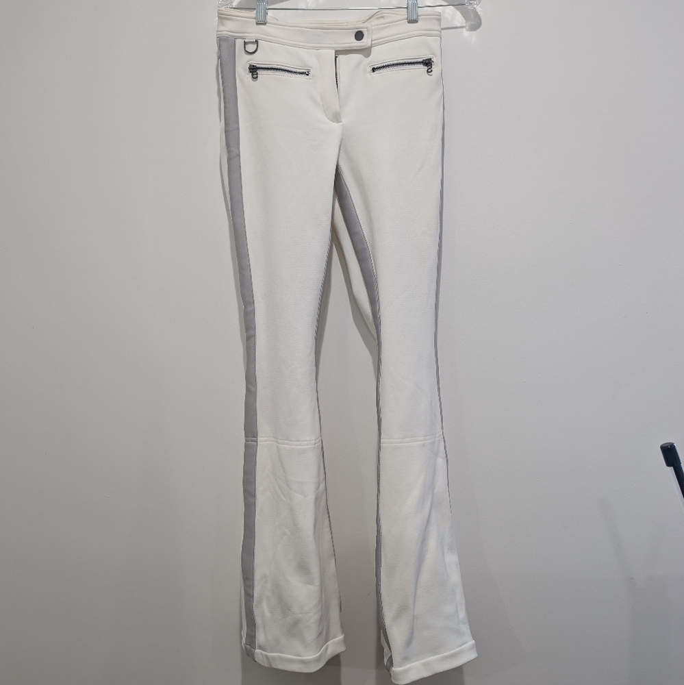 Erin Snow Phia Racer Boot Leg Ski Pants Size 4 lvory Silver Pre Owned